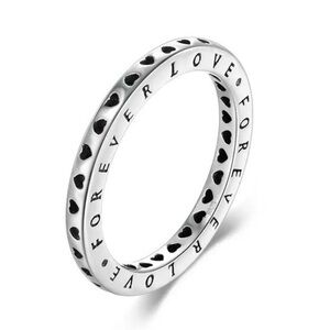 925 Sterling Silver Hollow Hearts Stackable Ring